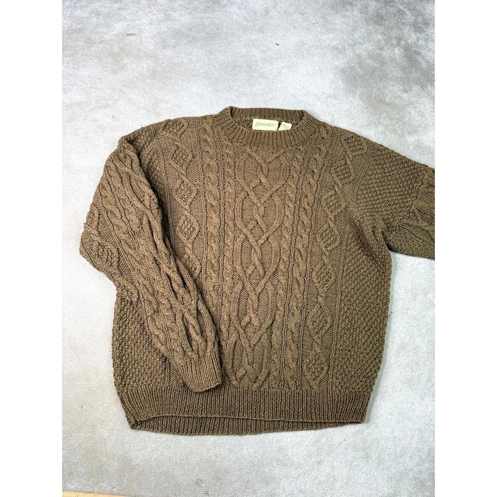St John's Bay Cable Knit Sweater Mens Medium Brown Soft Ramie Cotton Pullover